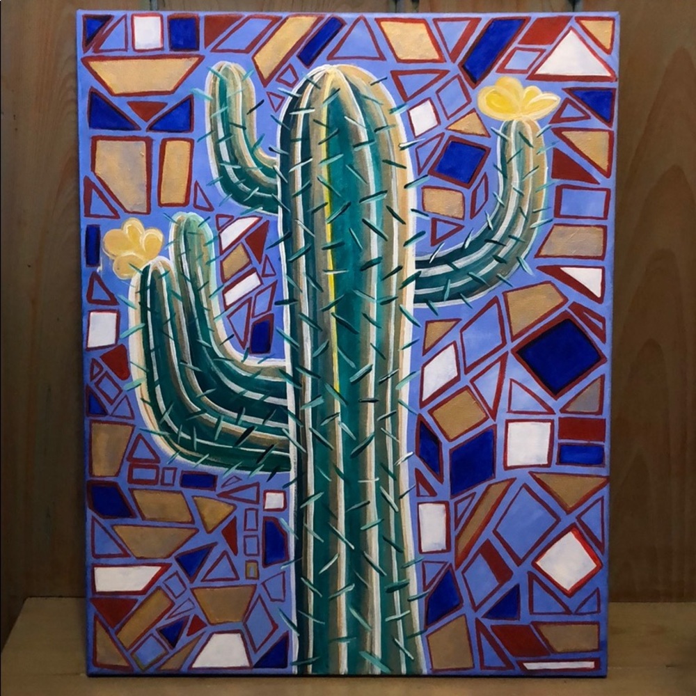 Hand painted Colorful Cactus Wall Art